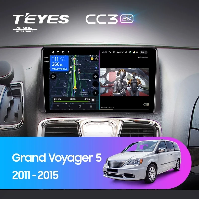 Штатная магнитола Teyes CC3 2K 4/32 Chrysler Grand Voyager 5 (2011-2015)