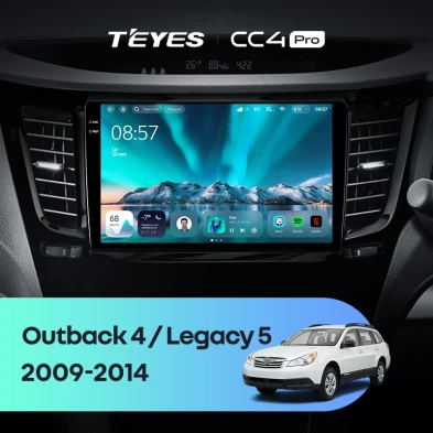 Штатная магнитола Teyes CC4 Pro 12/256 Subaru Outback 4 BR (2009-2014) Правый руль
