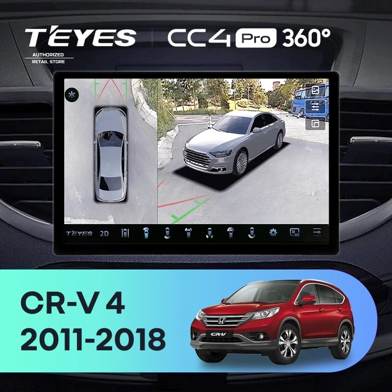 Штатная магнитола Teyes CC4 Pro 360 12/256 Honda CR-V 4 RM RE (2011-2018) Тип-A (11")
