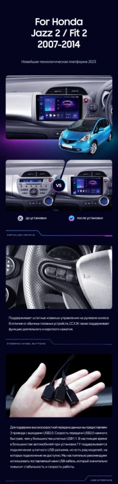 Штатная магнитола Teyes CC3 4/32 Honda Fit GE GP GE (2007-2014) Правый руль