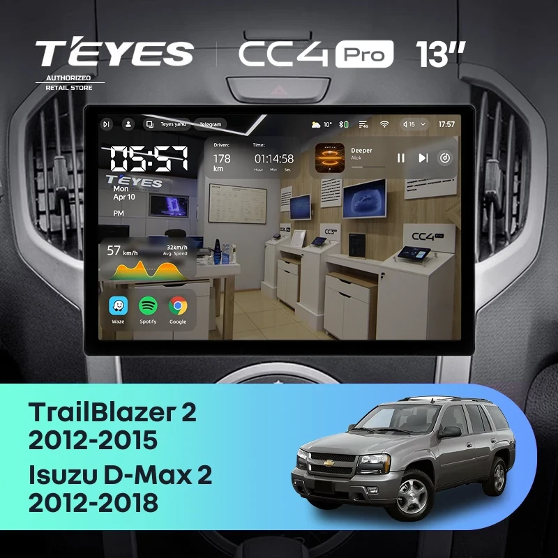 Штатная магнитола Teyes CC4 Pro 8/128 Chevrolet TrailBlazer 2 (2012-2015) (13")