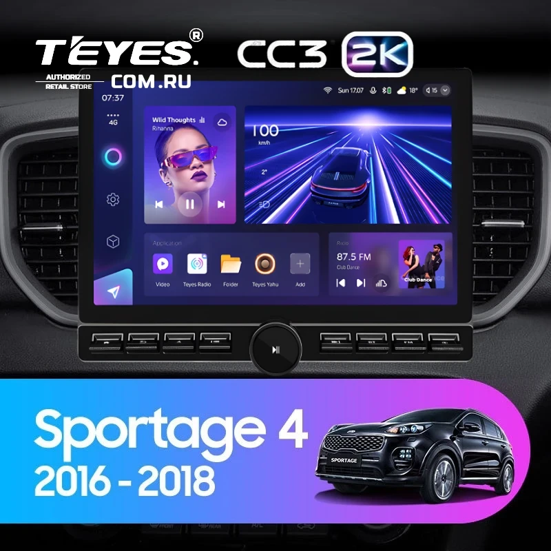 Штатная магнитола Teyes CC3 2K 6/128 Kia Sportage 4 QL (2016-2018) Тип-A (13" с кнопками)
