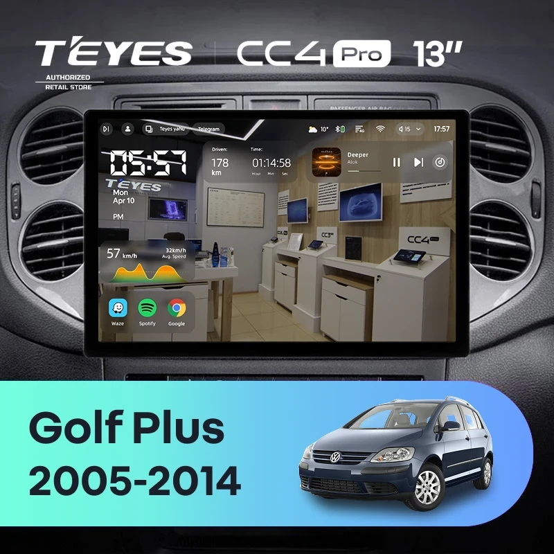 Штатная магнитола Teyes CC4 Pro 12/256 Volkswagen Golf Plus (2005-2014) (серая) F2 (13")