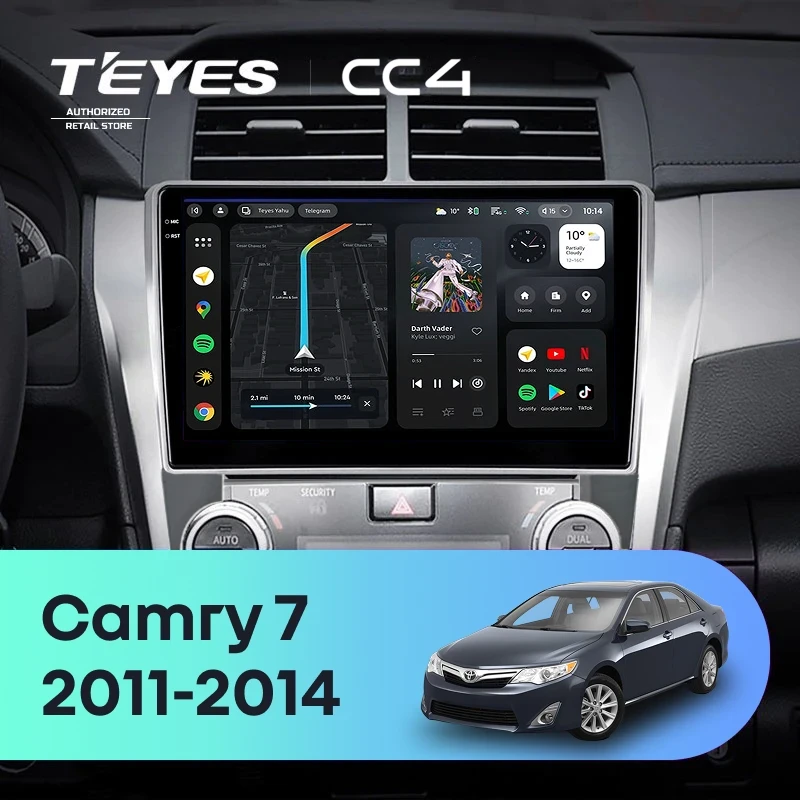 Штатная магнитола Teyes CC4 8/128 Toyota Camry 7 XV 50 55 (2011-2014) (черно-серая) F1