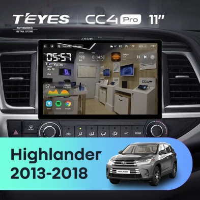 Штатная магнитола Teyes CC4 Pro 12/256 Toyota Highlander 3 XU50 (2013-2018) (11")