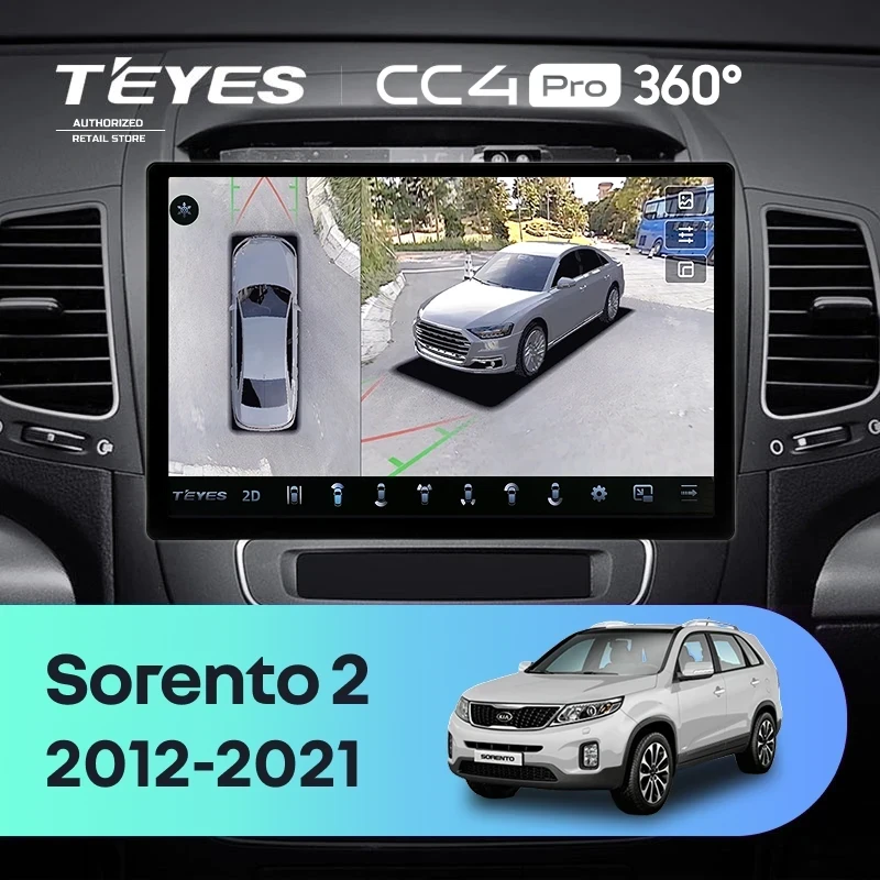 Штатная магнитола Teyes CC4 Pro 360 8/128 Kia Sorento 2 II XM (2012-2021) F2 (13")