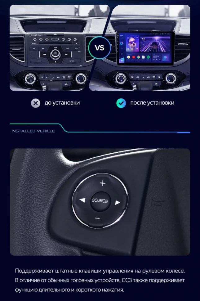 Штатная магнитола Teyes CC3 4/64 Honda CR-V 4 RM RE (2011-2018) Тип-A