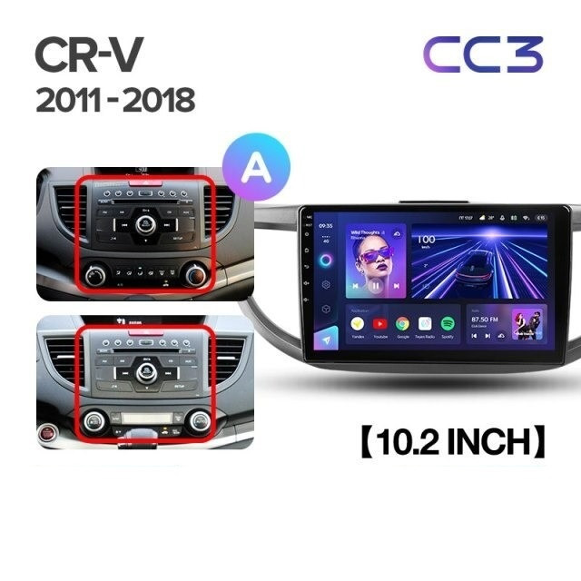 Штатная магнитола Teyes CC3 4/64 Honda CR-V 4 RM RE (2011-2018) Тип-A
