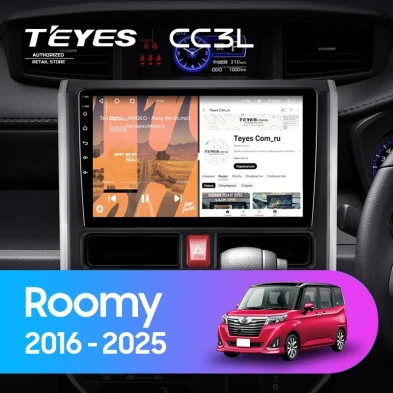 Штатная магнитола Teyes CC3L 4/64 Toyota Roomy (2016-2026) Правый руль