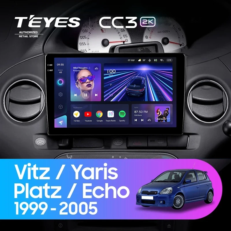 Штатная магнитола Teyes CC3 2K 4/64 Toyota Echo (1999-2005) F2
