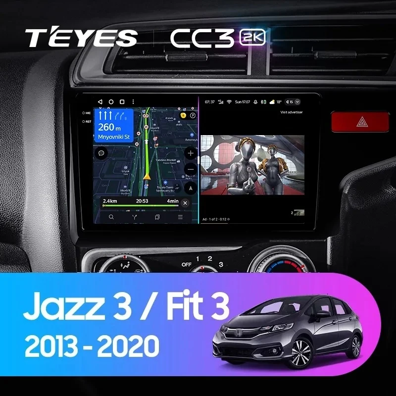 Штатная магнитола Teyes CC3 2K 360 6/128 Honda Jazz 3 (2015-2020) Тип-A Правый руль