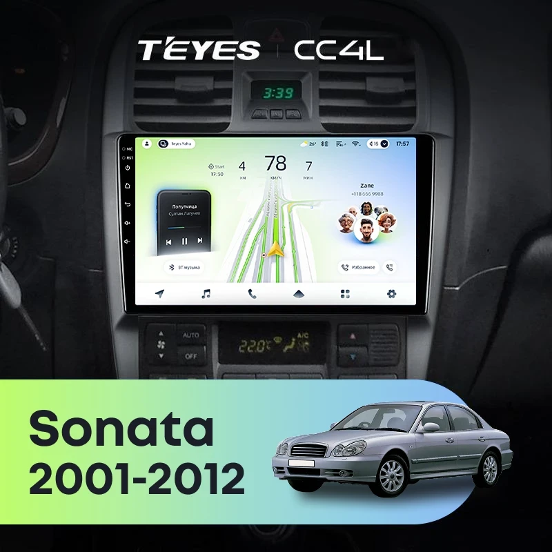 Штатная магнитола Teyes CC4L 4/64 Hyundai Sonata EF рестайлинг (2001-2012)