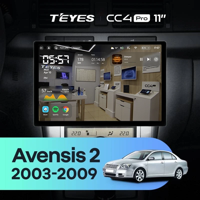 Штатная магнитола Teyes CC4 Pro 8/128 Toyota Avensis T250 (2003-2009) (11")