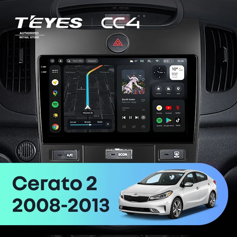 Штатная магнитола Teyes CC4 6/64 Kia Cerato 2 TD (2008-2013) F3
