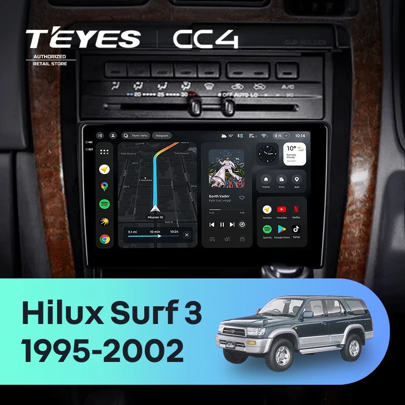 Штатная магнитола Teyes CC4 8/128 Toyota Hilux Surf 3 N180 (1995-2002 ) Правый руль