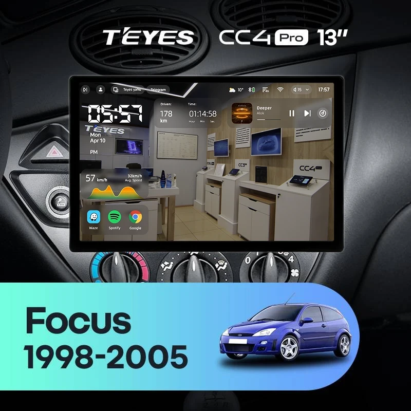 Штатная магнитола Teyes CC4 Pro 8/128 Ford Focus 1 (1998-2005) (13")