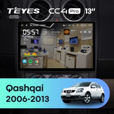 Штатная магнитола Teyes CC4 Pro 8/128 Nissan Qashqai 1 J10 (2006-2013) F2 (13")