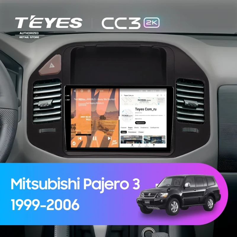 Штатная магнитола Teyes CC3 2K 360 6/128 Mitsubishi Pajero 3 (1999-2006) (черная)