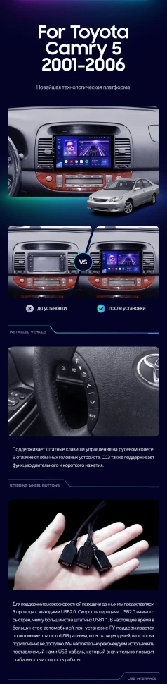 Штатная магнитола Teyes CC3L 4/32 Toyota Camry 5 XV 30 (2001-2006) Тип-B