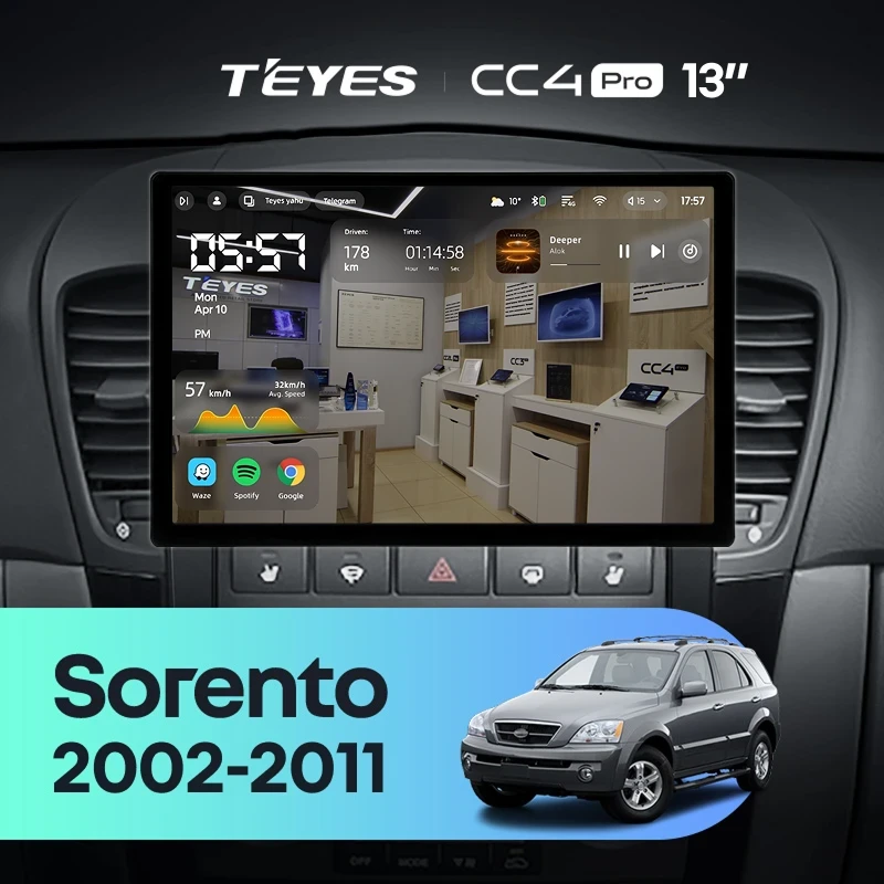 Штатная магнитола Teyes CC4 Pro 12/256 Kia Sorento BL (2002-2011) (13")