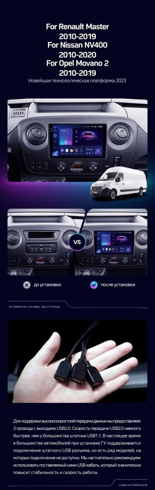 Штатная магнитола Teyes CC3L 4/64 Renault Master (2010-2019) F2