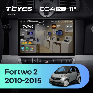 Штатная магнитола Teyes CC4 Pro 8/128 Mercedes-Benz Smart Fortwo 2 (2010-2015) F1 (11")