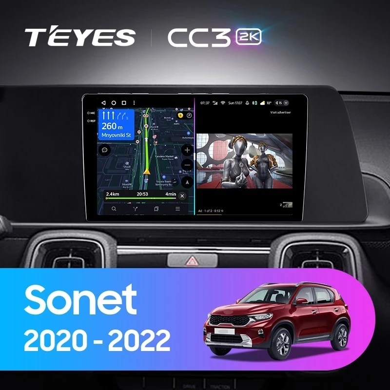 Штатная магнитола Teyes CC3 2K 6/128 Kia Sonet (2020-2022)