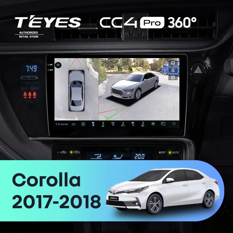 Штатная магнитола Teyes CC4 Pro 360 8/128 Toyota Corolla (2017-2018) Тип-B