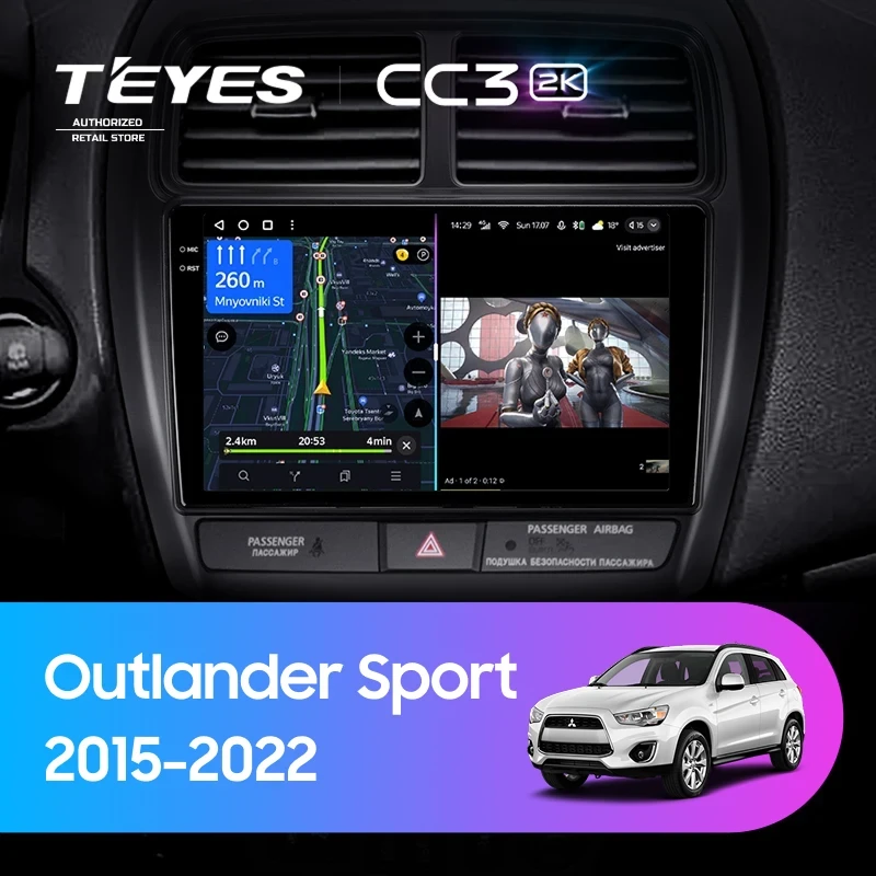Штатная магнитола Teyes CC3 2K 6/128 Mitsubishi Outlander Sport (2015-2026) Тип-A