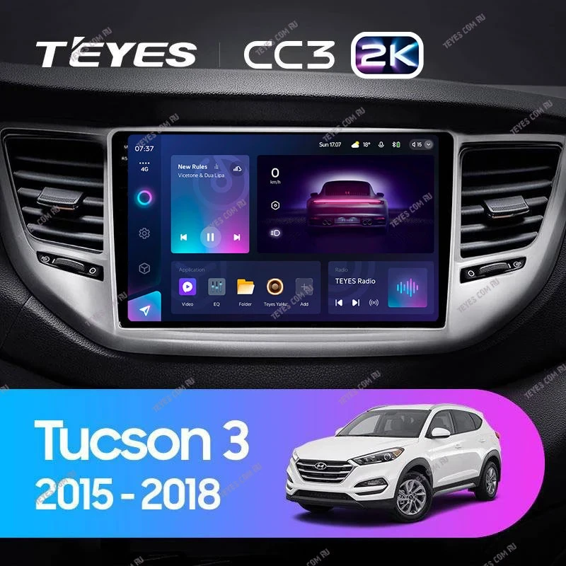 Штатная магнитола Teyes CC3 2K 6/128 Hyundai Tucson 3 (2015-2018) Тип-B