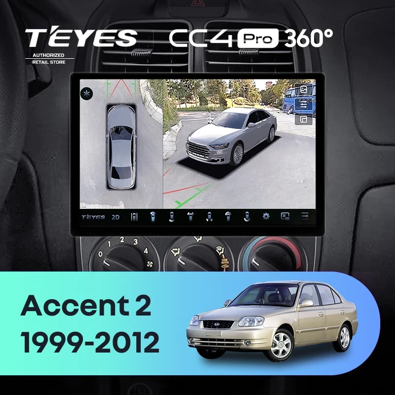 Штатная магнитола Teyes CC4 Pro 360 12/256 Hyundai Accent II LC2 (1999-2012) F1 (11")