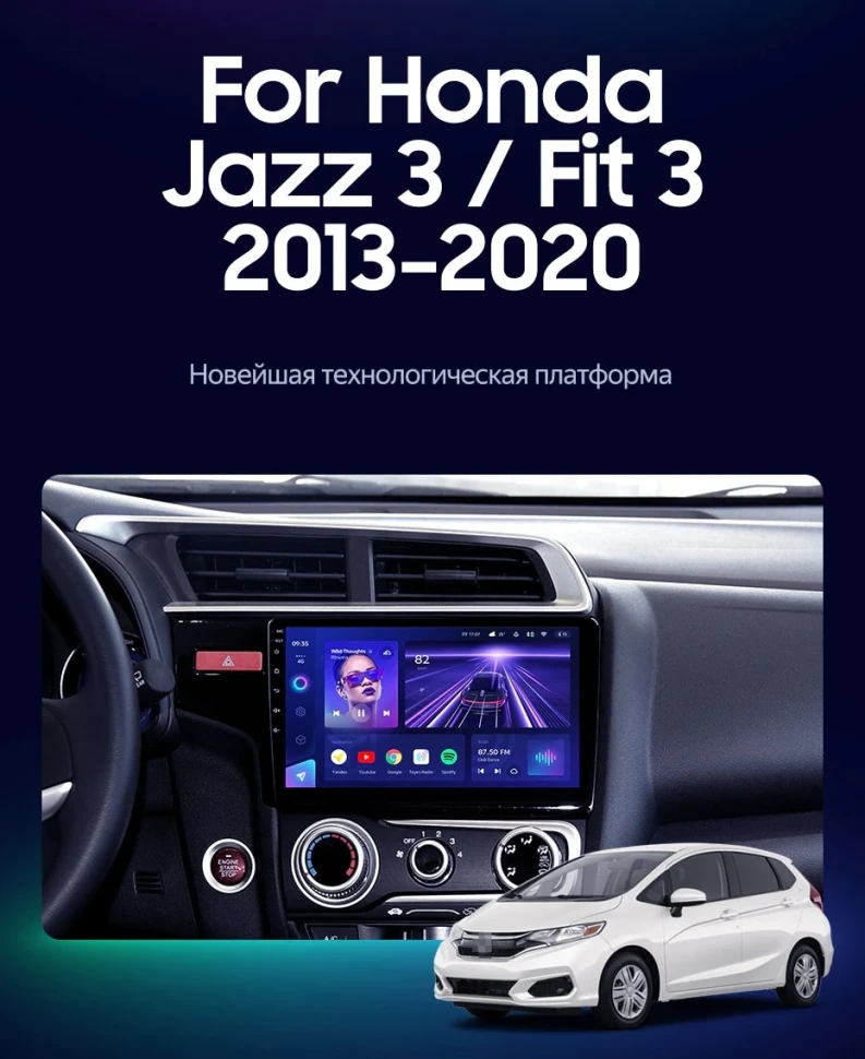 Штатная магнитола Teyes CC3 2K 4/64 Honda Fit 3 (2013-2020) Тип-B