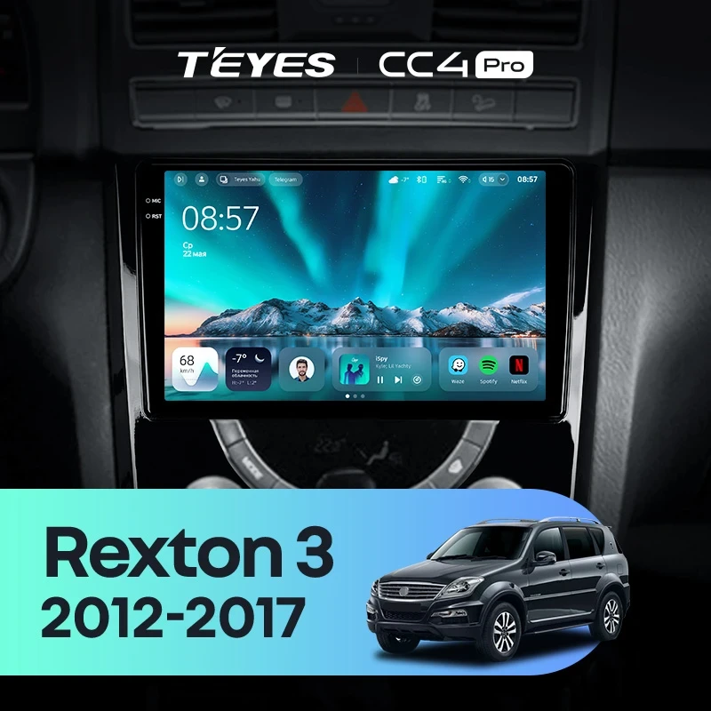 Штатная магнитола Teyes CC4 Pro 8/128 SsangYong Rexton Y290 3 (2012-2017)