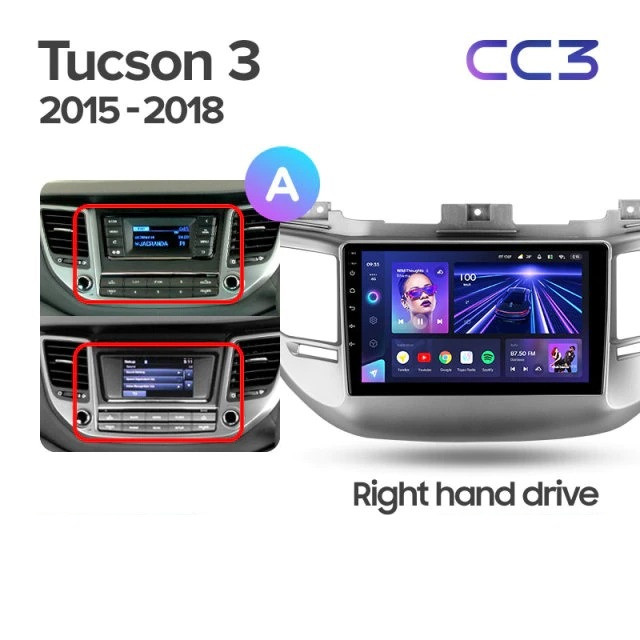 Штатная магнитола Teyes CC3 4/32 Hyundai Tucson 3 (2015-2018) Тип-B
