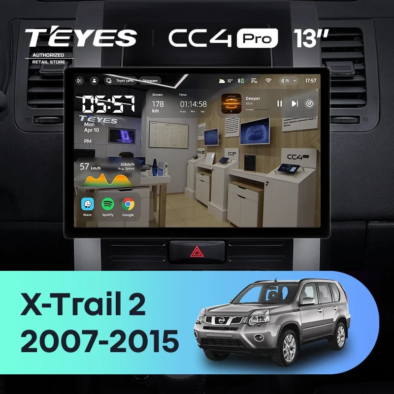 Штатная магнитола Teyes CC4 Pro 8/128 Nissan X-Trail T31 (2007-2015) (13")