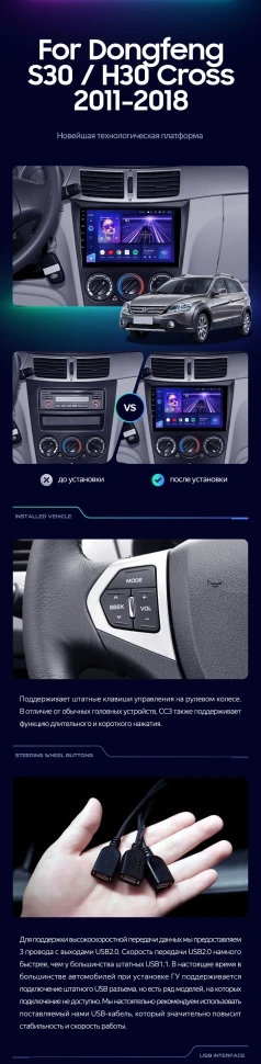 Штатная магнитола Teyes CC3 4/32 Dongfeng S30 H30 Cross (2011-2018)
