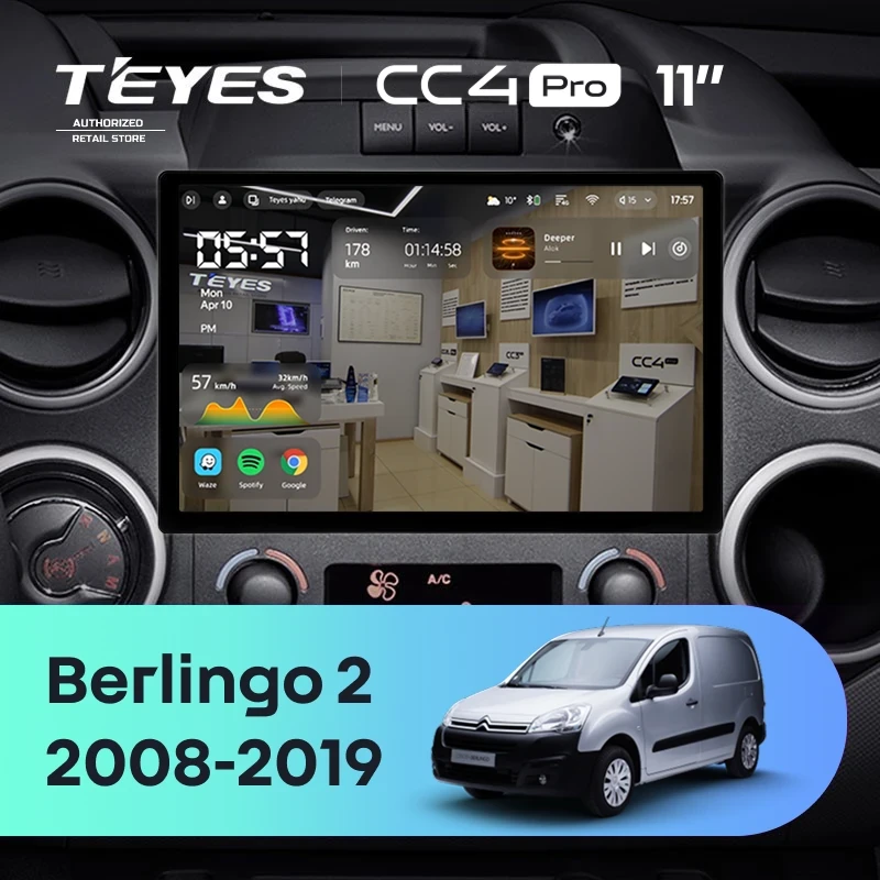 Штатная магнитола Teyes CC4 Pro 8/128 Citroen Berlingo 2 B9 (2008-2019) (11")