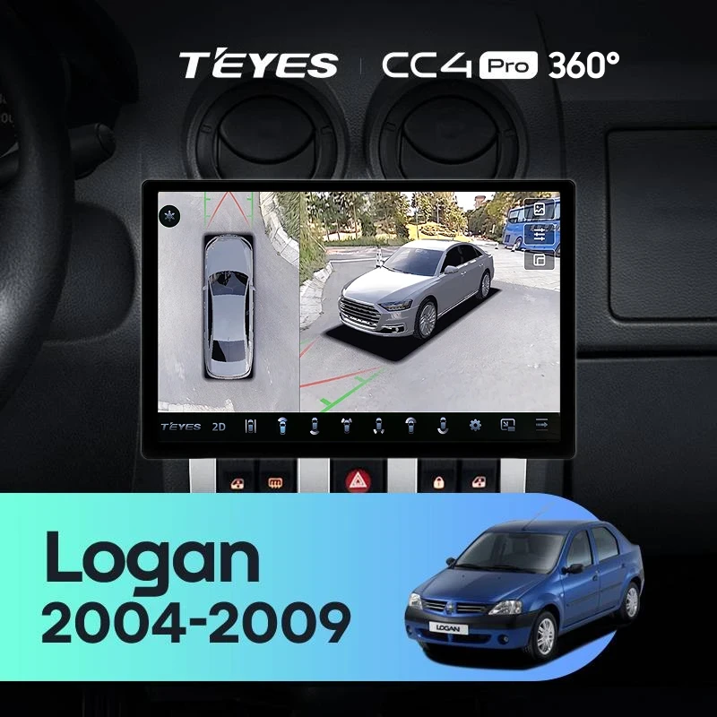 Штатная магнитола Teyes CC4 Pro 360 8/128 Renault Logan 1 (2004-2009) (13")