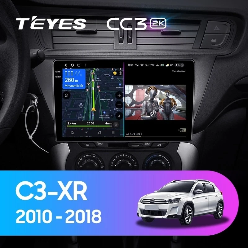 Штатная магнитола Teyes CC3 2K 360 6/128 Citroen C3-XR (2010-2018) F2