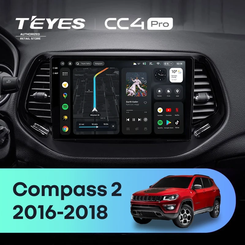 Штатная магнитола Teyes CC4 6/64 Jeep Compass 2 MP (2016-2018)