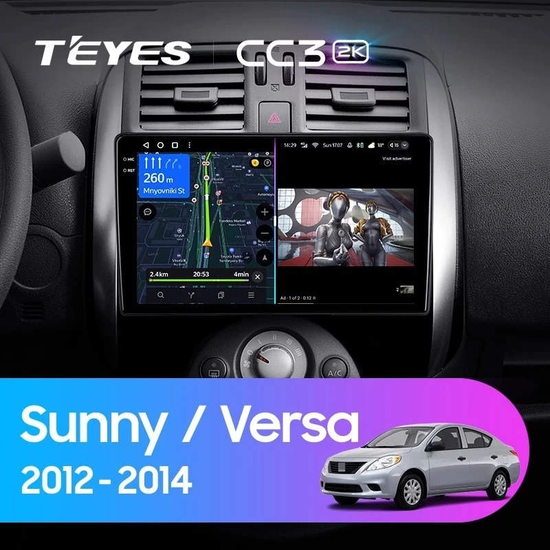Штатная магнитола Teyes CC3 2K 4/64 Nissan Sunny Versa C17 (2012-2014)