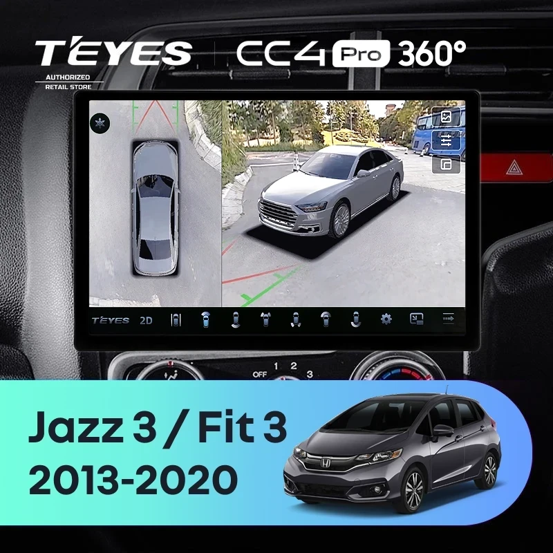 Штатная магнитола Teyes CC4 Pro 360 8/128 Honda Fit 3 GP GK (2013-2020) Тип-B Правый руль (13")