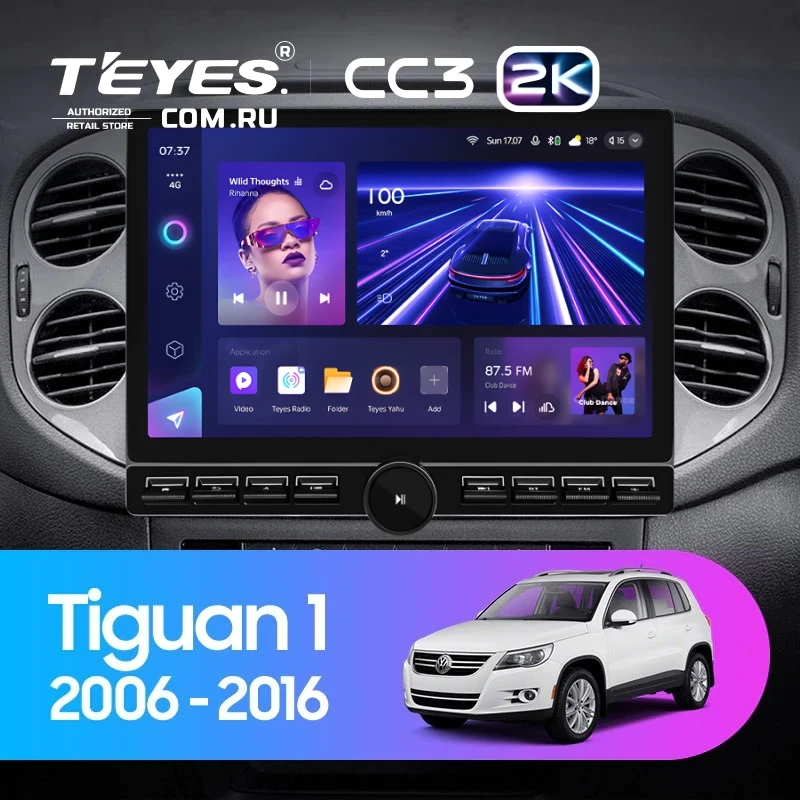 Штатная магнитола Teyes CC3 2K 6/128 Volkswagen Tiguan 1 NF (2006-2016) F1 (13" с кнопками)