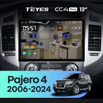 Штатная магнитола Teyes CC4 Pro 12/256 Mitsubishi Pajero 4 V80 V90 (2006-2024) (13")