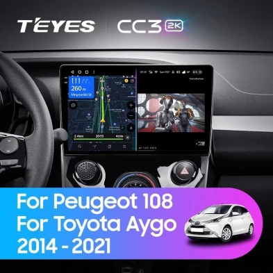 Штатная магнитола Teyes CC3 2K 6/128 Peugeot 108 (2014-2021) F1
