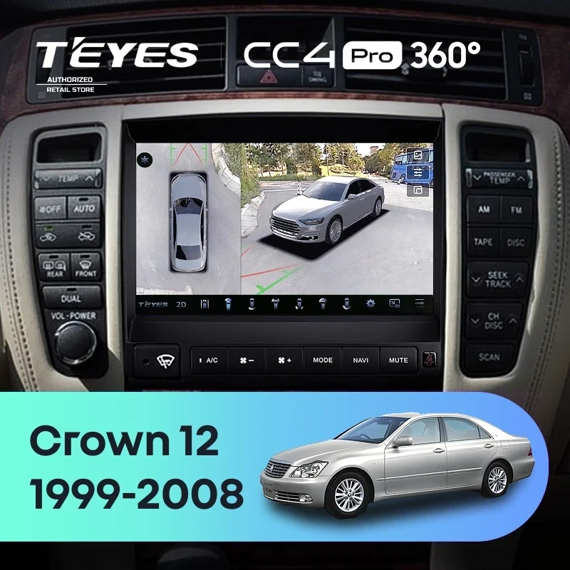 Штатная магнитола Teyes CC4 Pro 360 8/128 Toyota Crown 12 S180 (1999-2008)