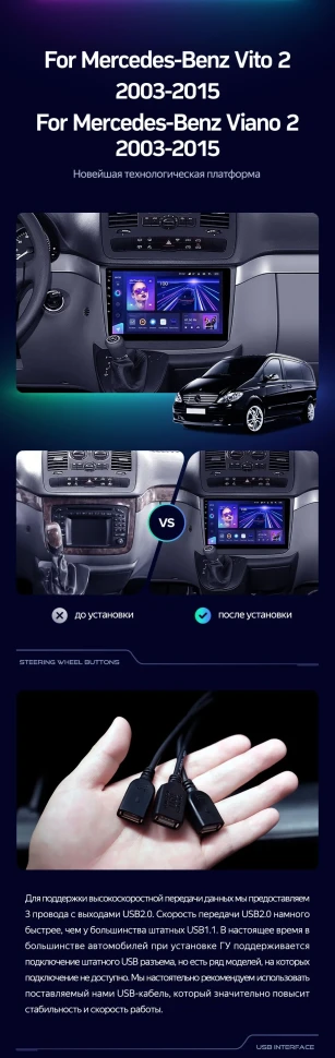 Штатная магнитола Teyes CC3 2K 6/128 Mercedes-Benz Vito W639 (2010-2015)