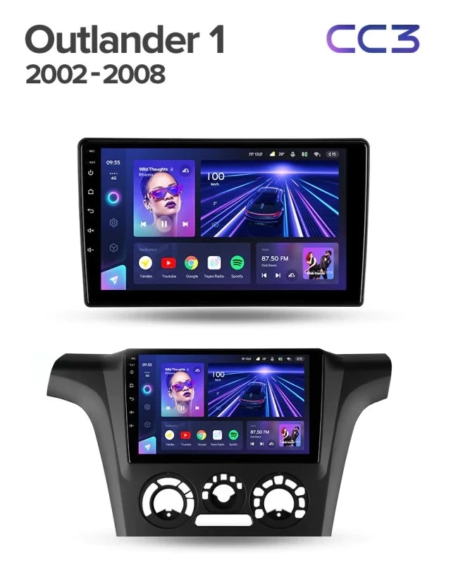 Штатная магнитола Teyes CC3 4/32 Mitsubishi Outlander 1 (2002-2008) F1
