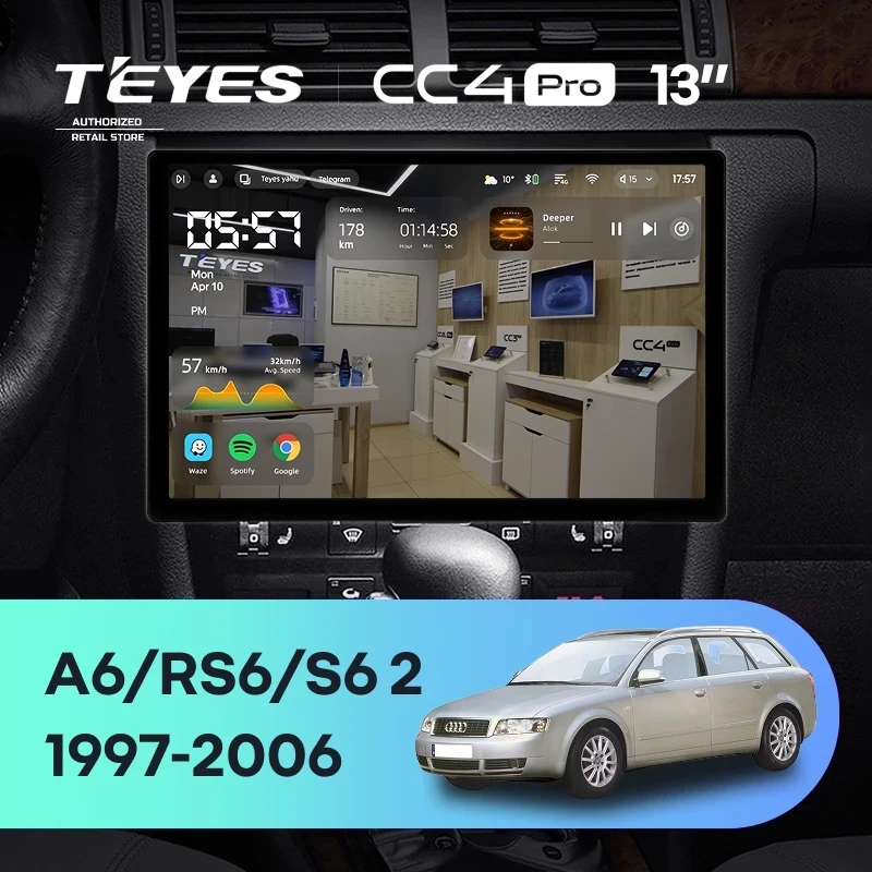 Штатная магнитола Teyes CC4 Pro 8/128 Audi A6 2 (1997-2004) (13")