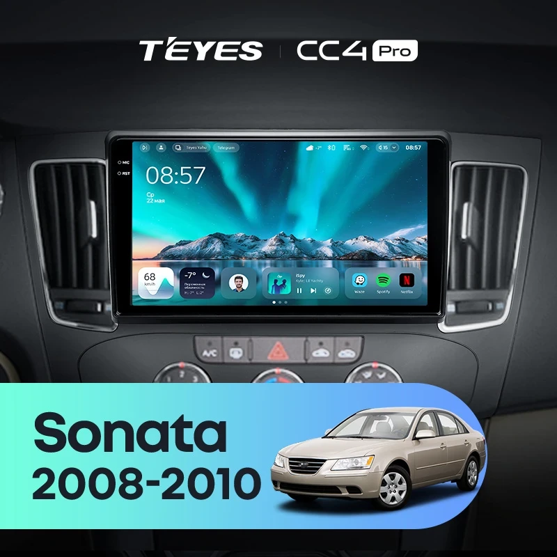 Штатная магнитола Teyes CC4 Pro 12/256 Hyundai Sonata NF (2008-2010) F1